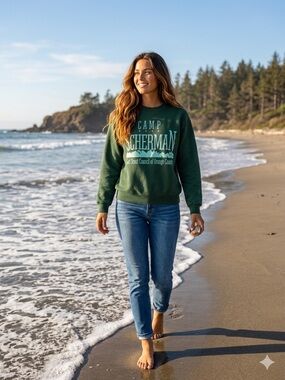 Vintage Green Camp Sherman Girl Scouts of Orange Country Sweatshirt Size Medium